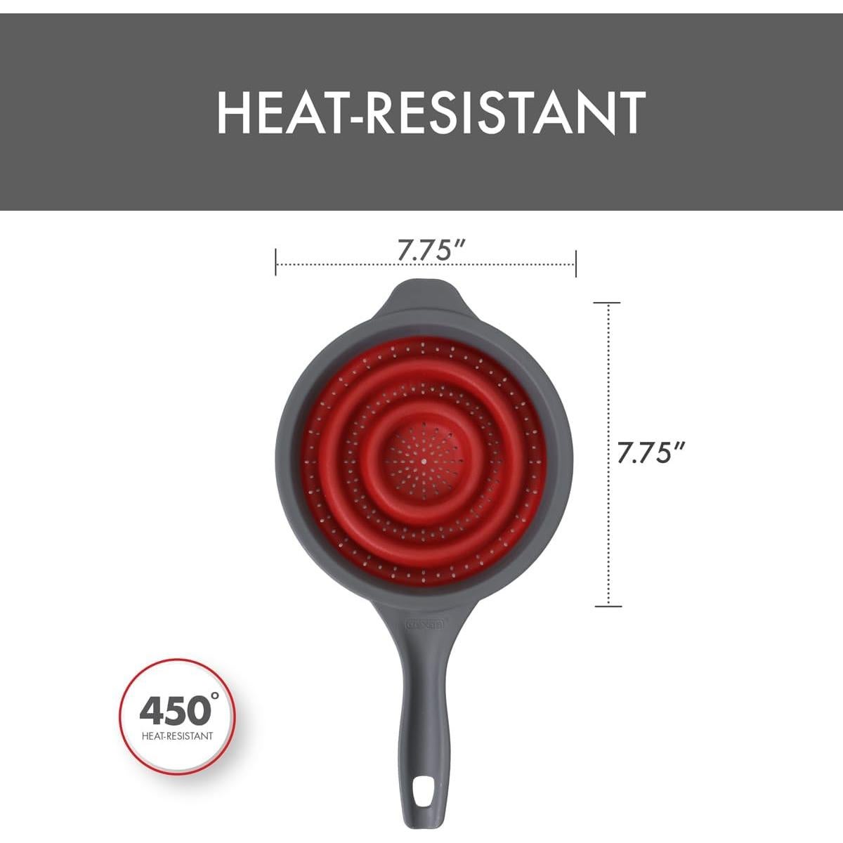 Colador Plegable Dexas 20.32 cm Rojo 1.23 Litros Apto Lavavajillas