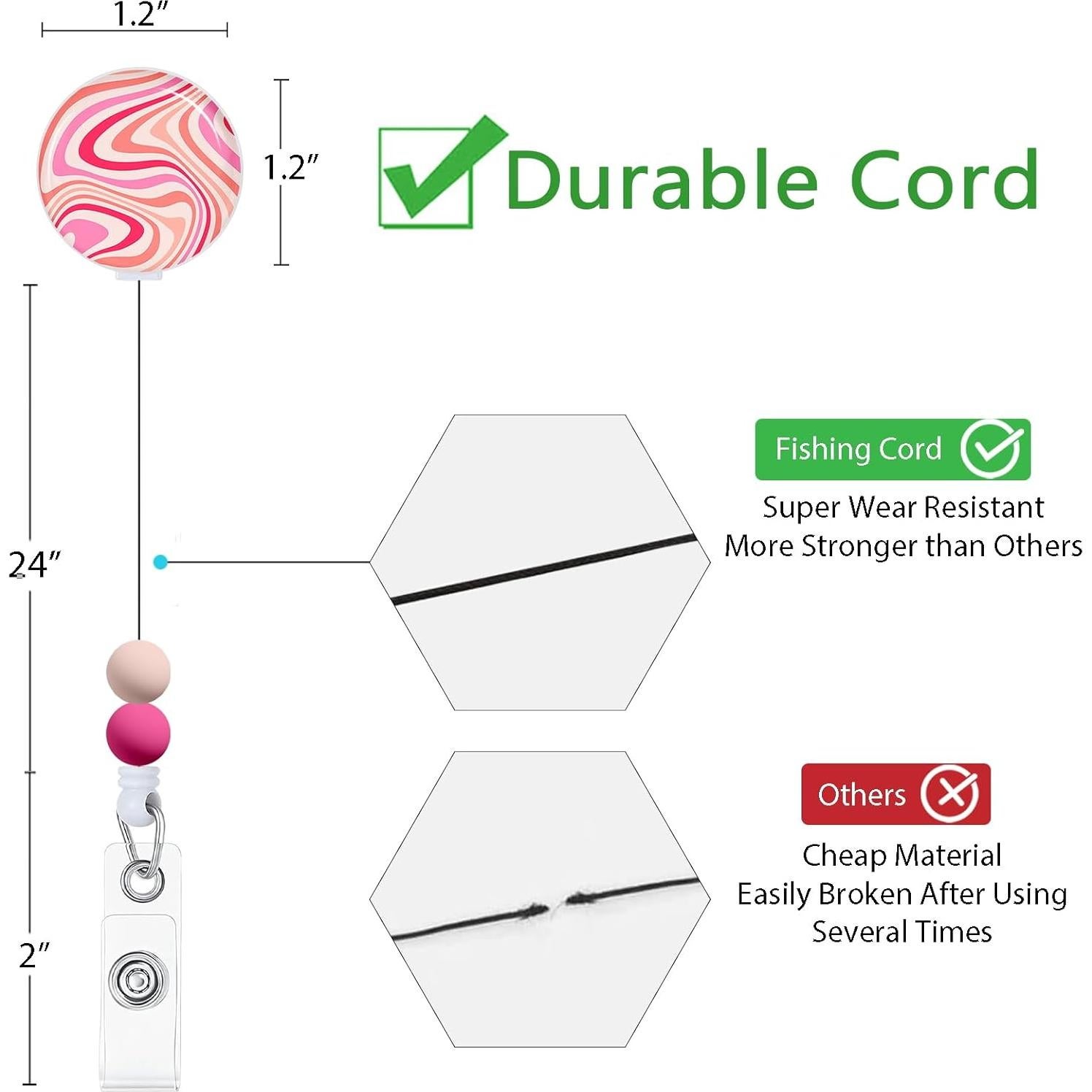 Rueda de Insignia Retráctil Gctriki Boho con Clip y Llavero