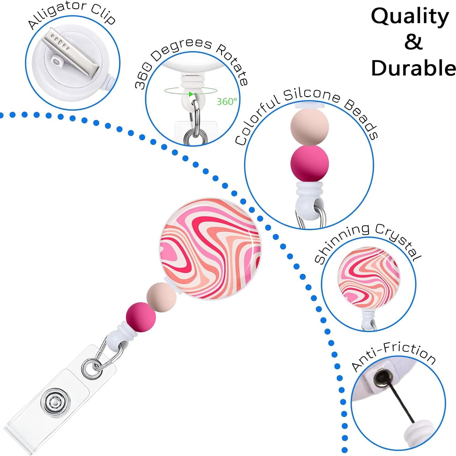 Rueda de Insignia Retráctil Gctriki Boho con Clip y Llavero