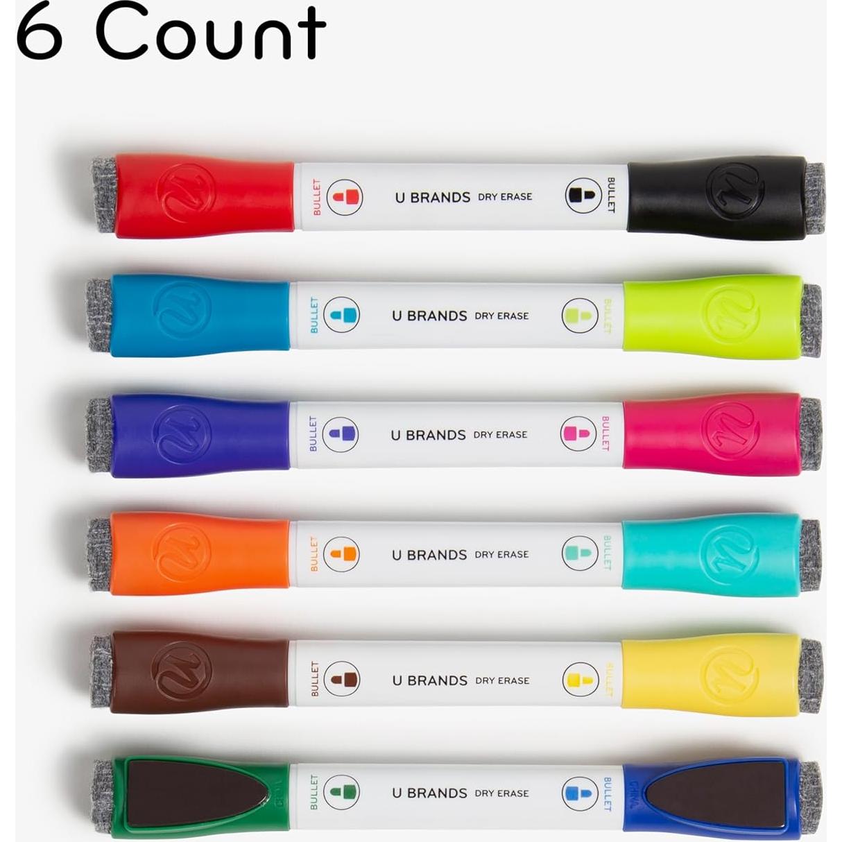 Marcadores de Pizarra Blanca U Brands Set de 6 Punta Fina