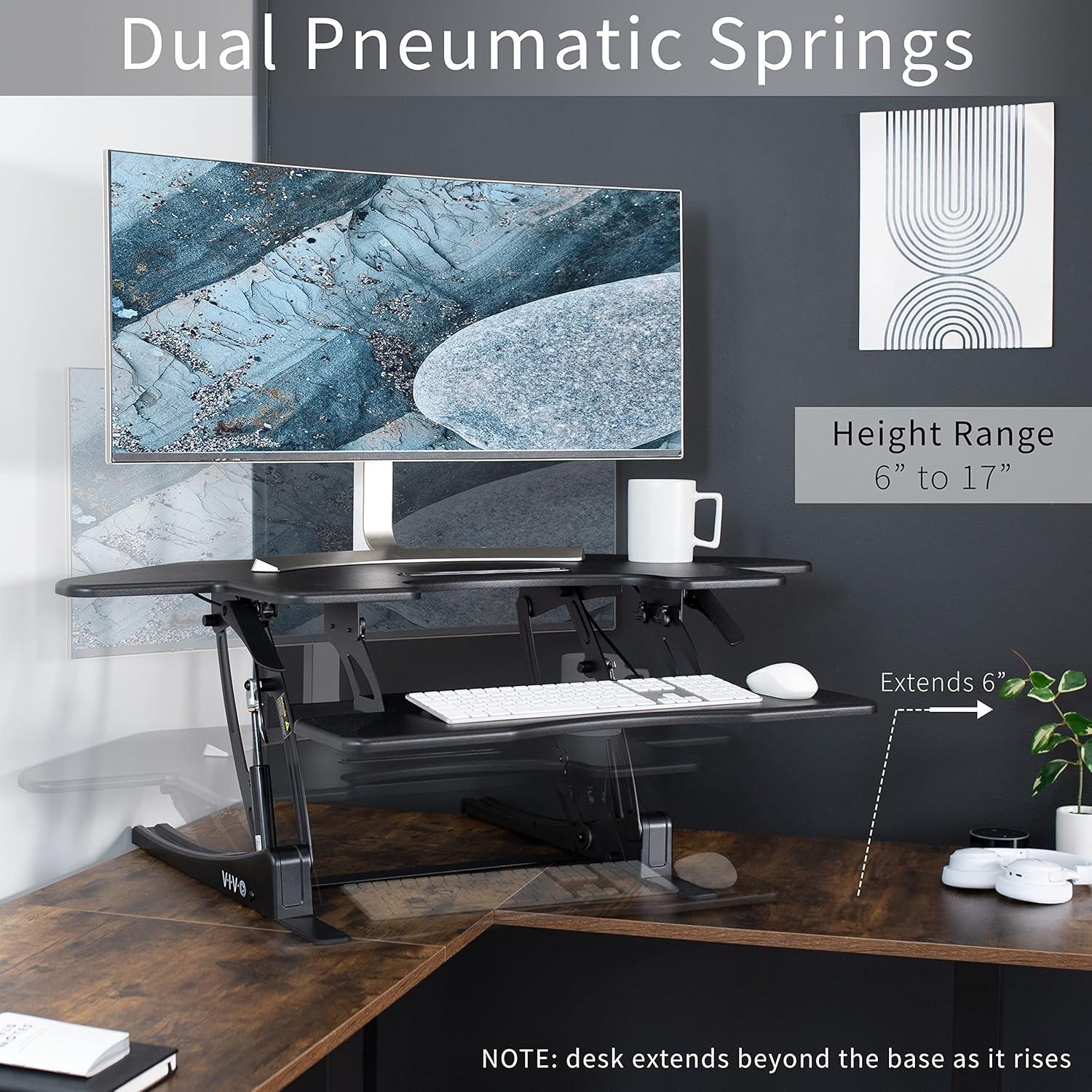 Escritorio de Esquina Ajustable VIVO DESK-V000VC Negro 109.2 cm