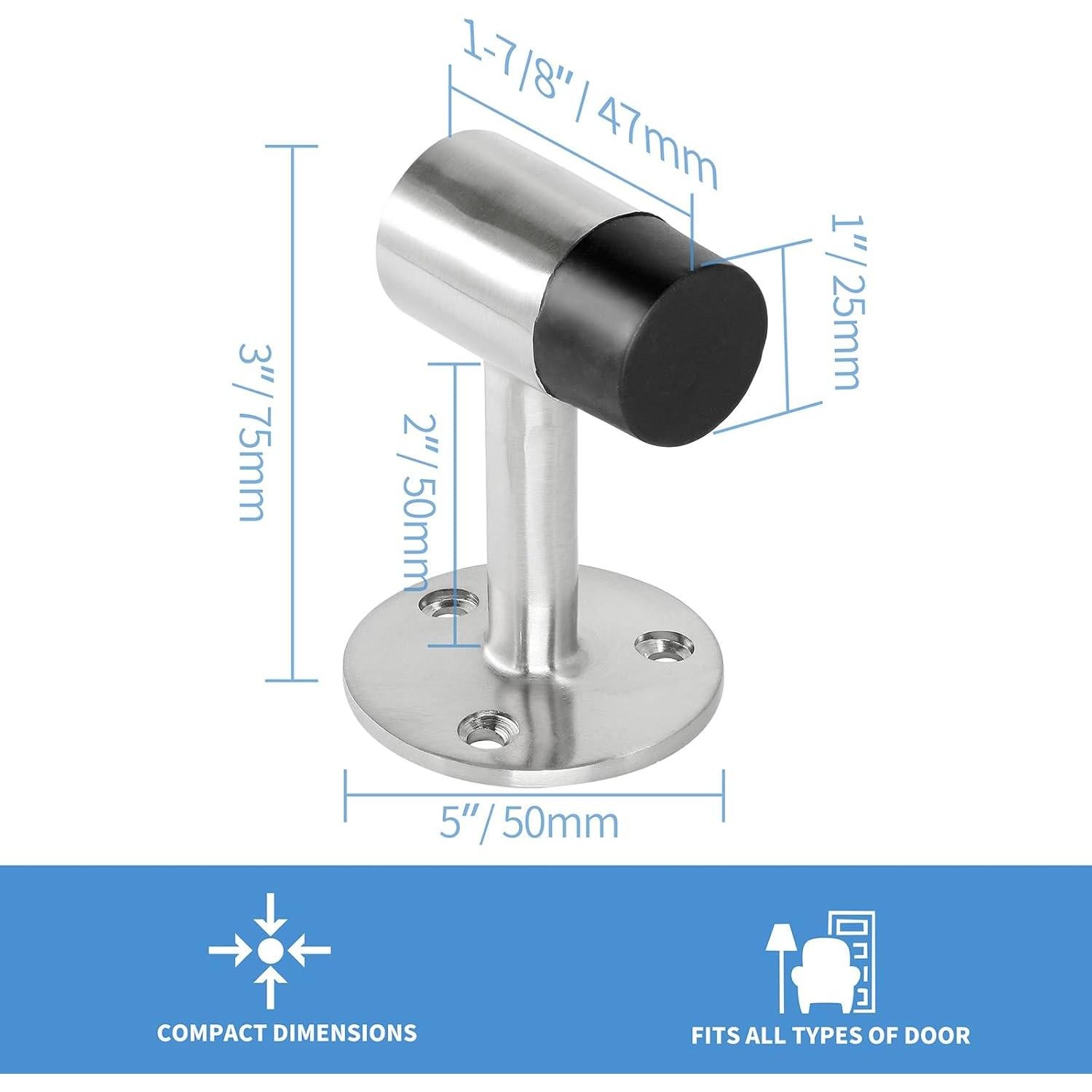 10 Soportes de Puerta Acero Inoxidable Masendelk 75mm
