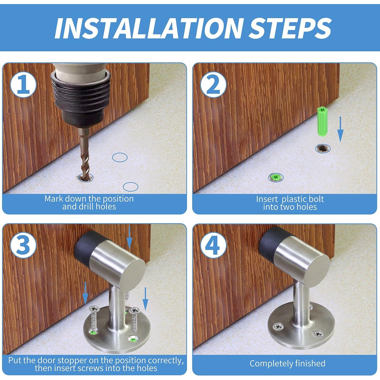 10 Soportes de Puerta Acero Inoxidable Masendelk 75mm