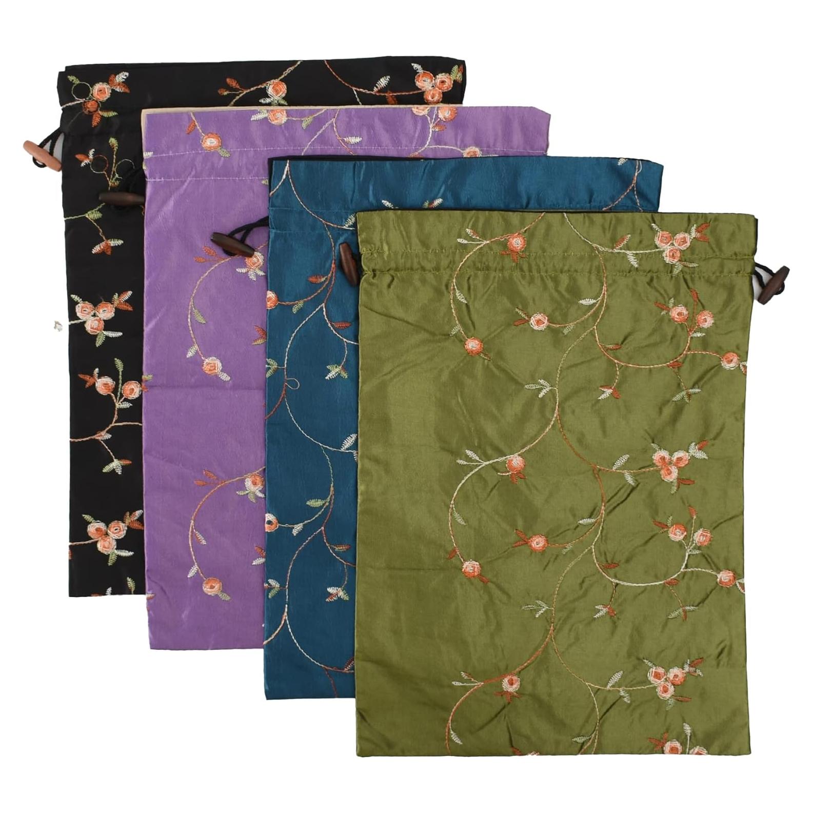 Bolsa de Almacenamiento de Seda Bordada VIOCIWUO 4 Piezas