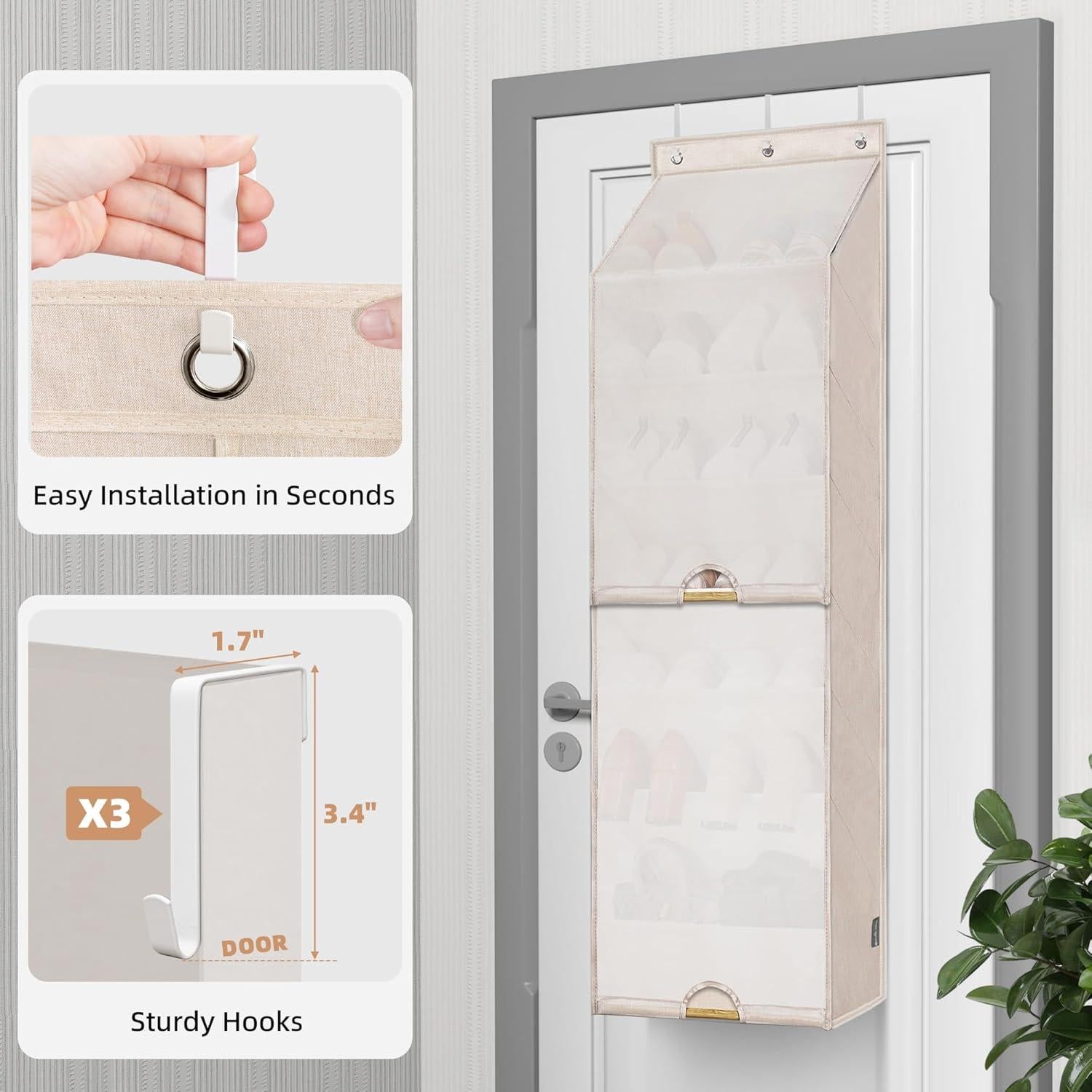 Organizador de Zapatos Sobre la Puerta STORAGE MANIAC 7 Estantes Beige