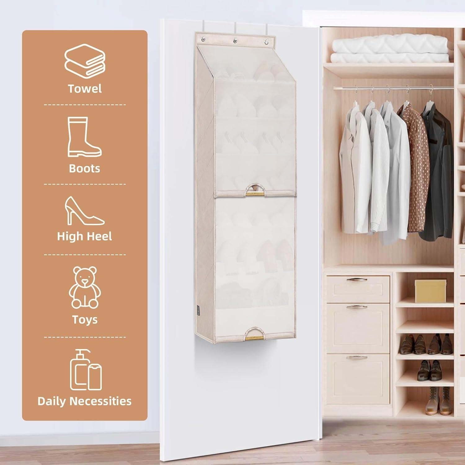 Organizador de Zapatos Sobre la Puerta STORAGE MANIAC 7 Estantes Beige