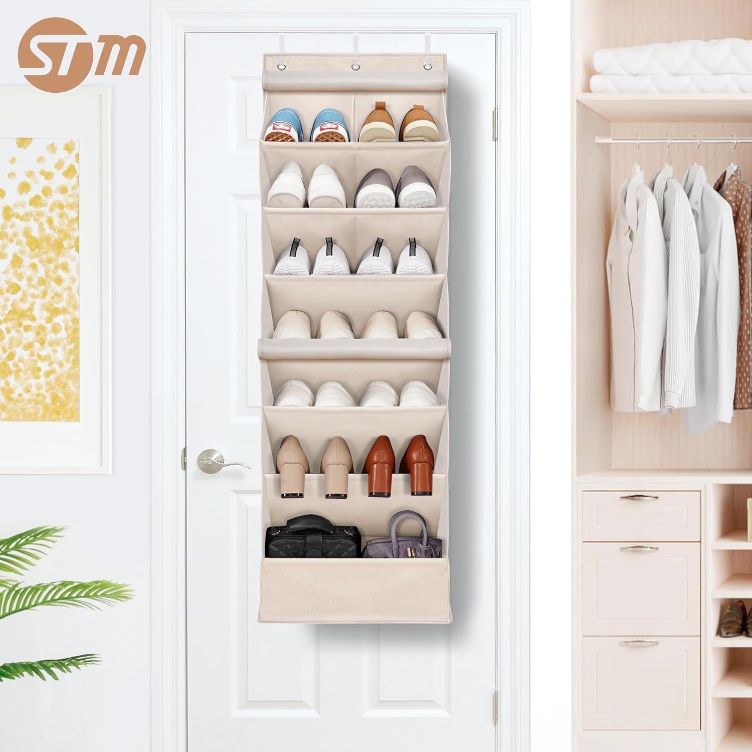 Organizador de Zapatos Sobre la Puerta STORAGE MANIAC 7 Estantes Beige