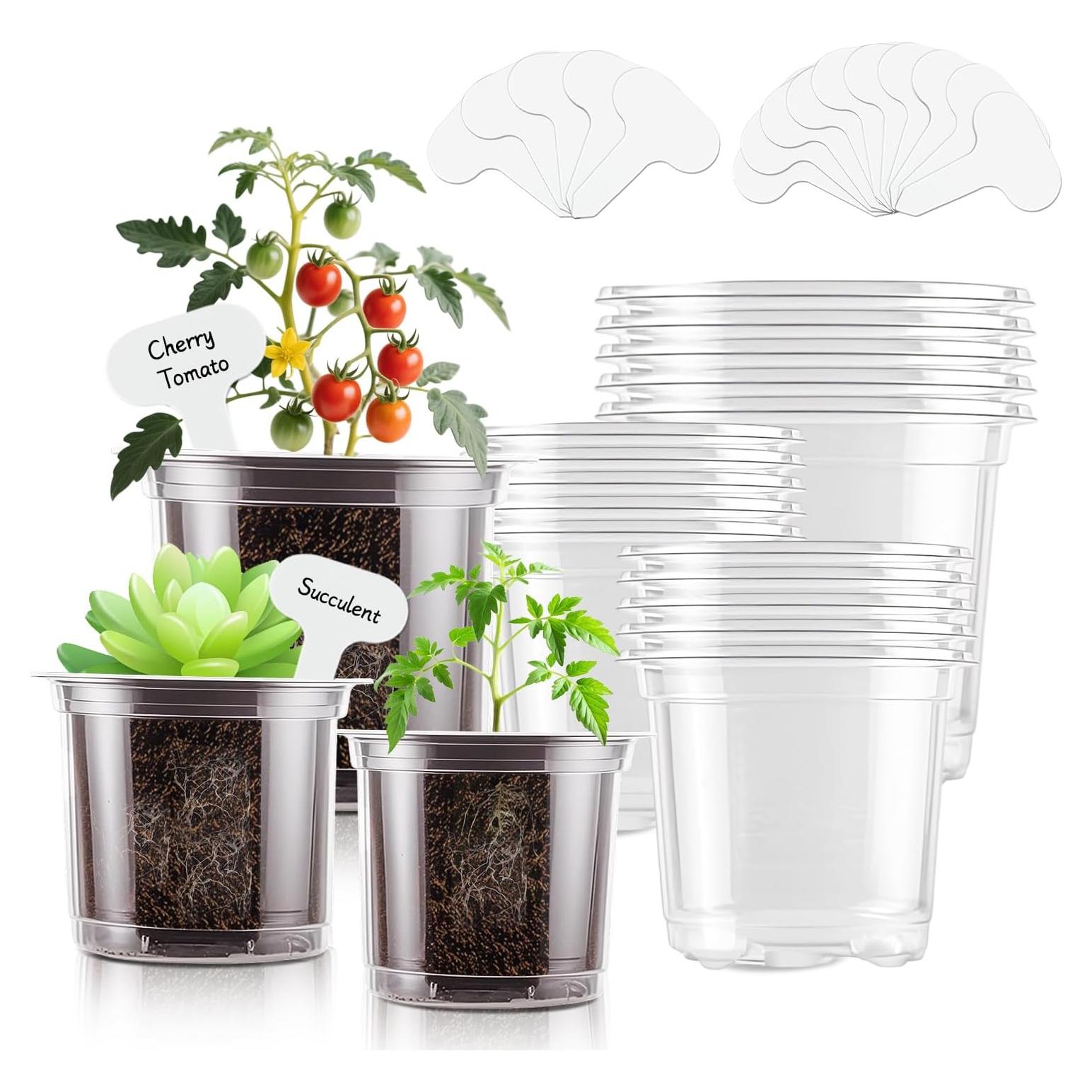 Macetas de Vivero Transparentes SupKing 3.5/4/5 Pulgadas 12 Pcs