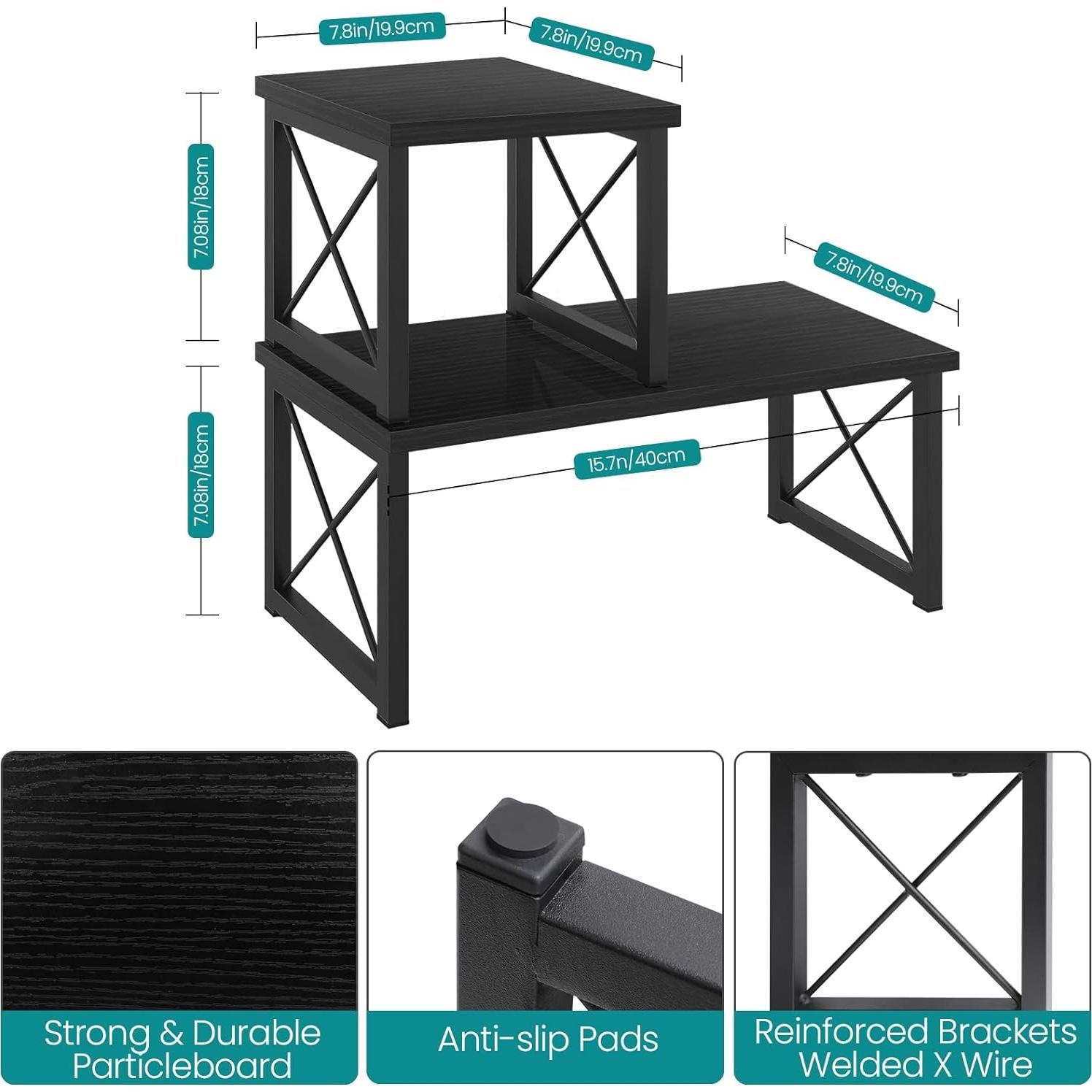 Estante de Escritorio ELITEROO Negro 2 Niveles Ajustable Madera