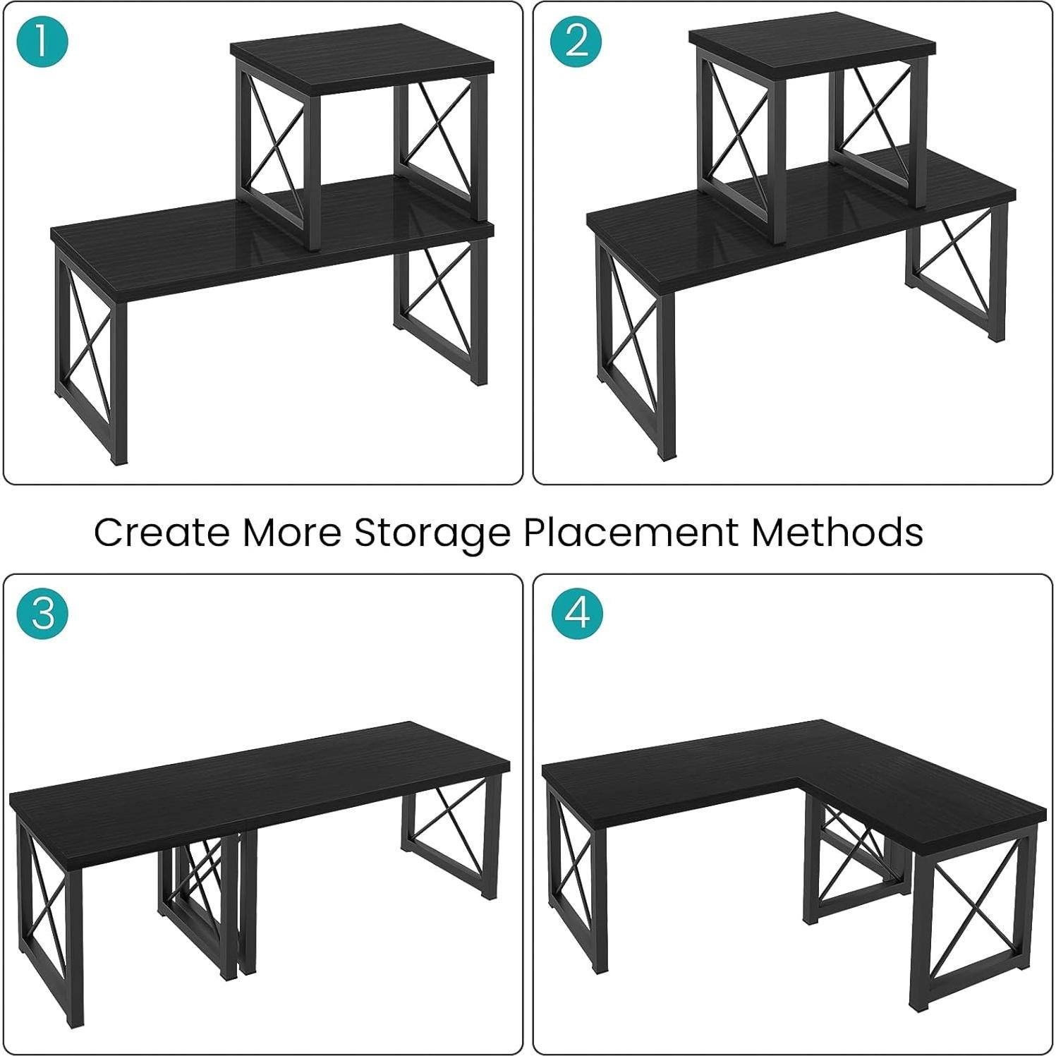 Estante de Escritorio ELITEROO Negro 2 Niveles Ajustable Madera
