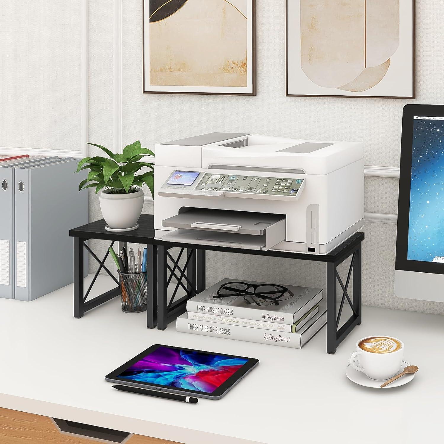 Estante de Escritorio ELITEROO Negro 2 Niveles Ajustable Madera