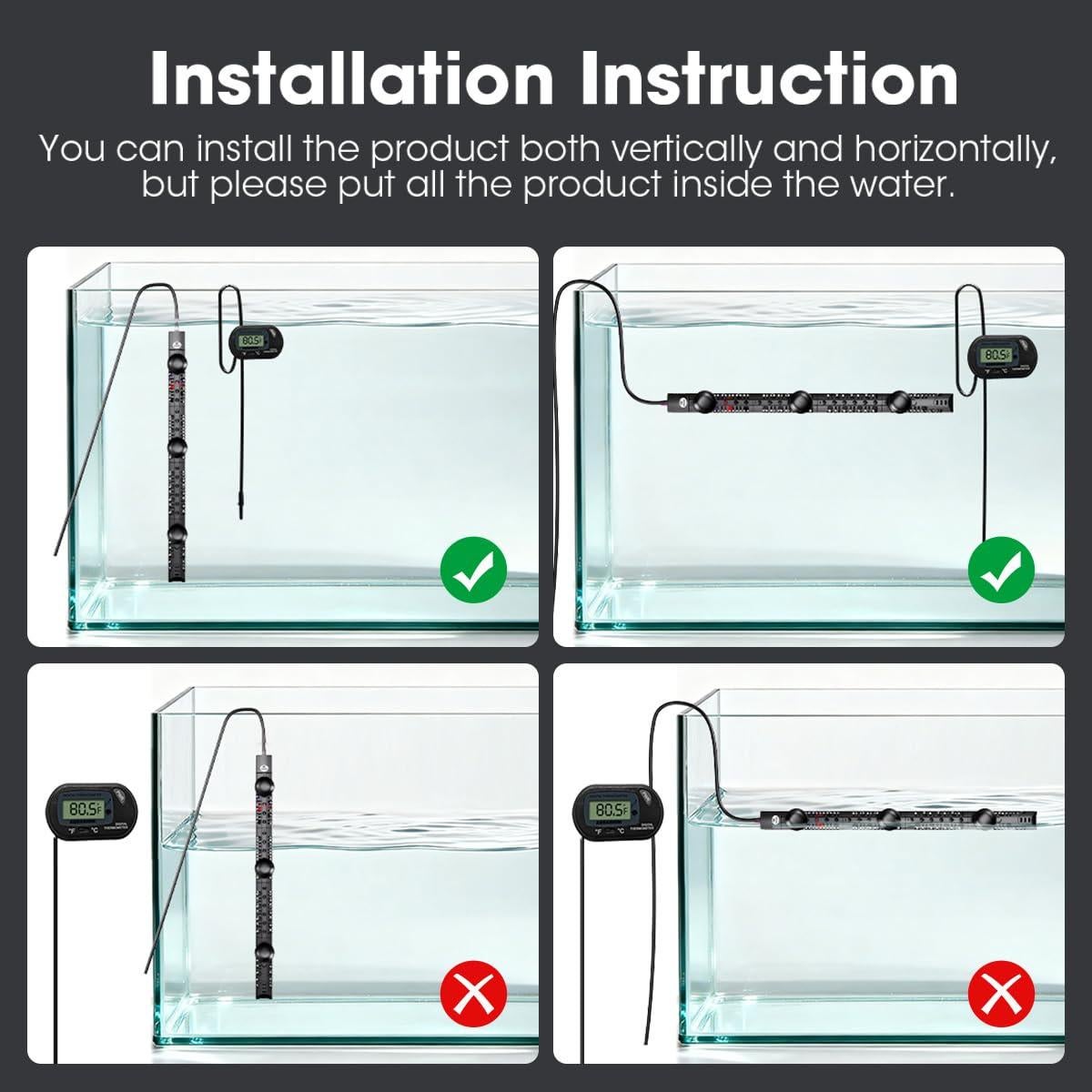 Calentador de Acuario Sumergible MQ 300W para 130-227 Litros