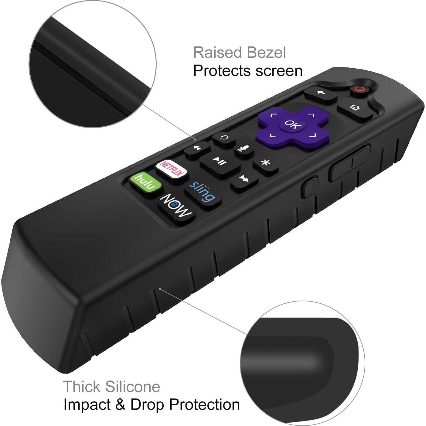 Funda Protectora CaseBot para Control Remoto Roku Negra