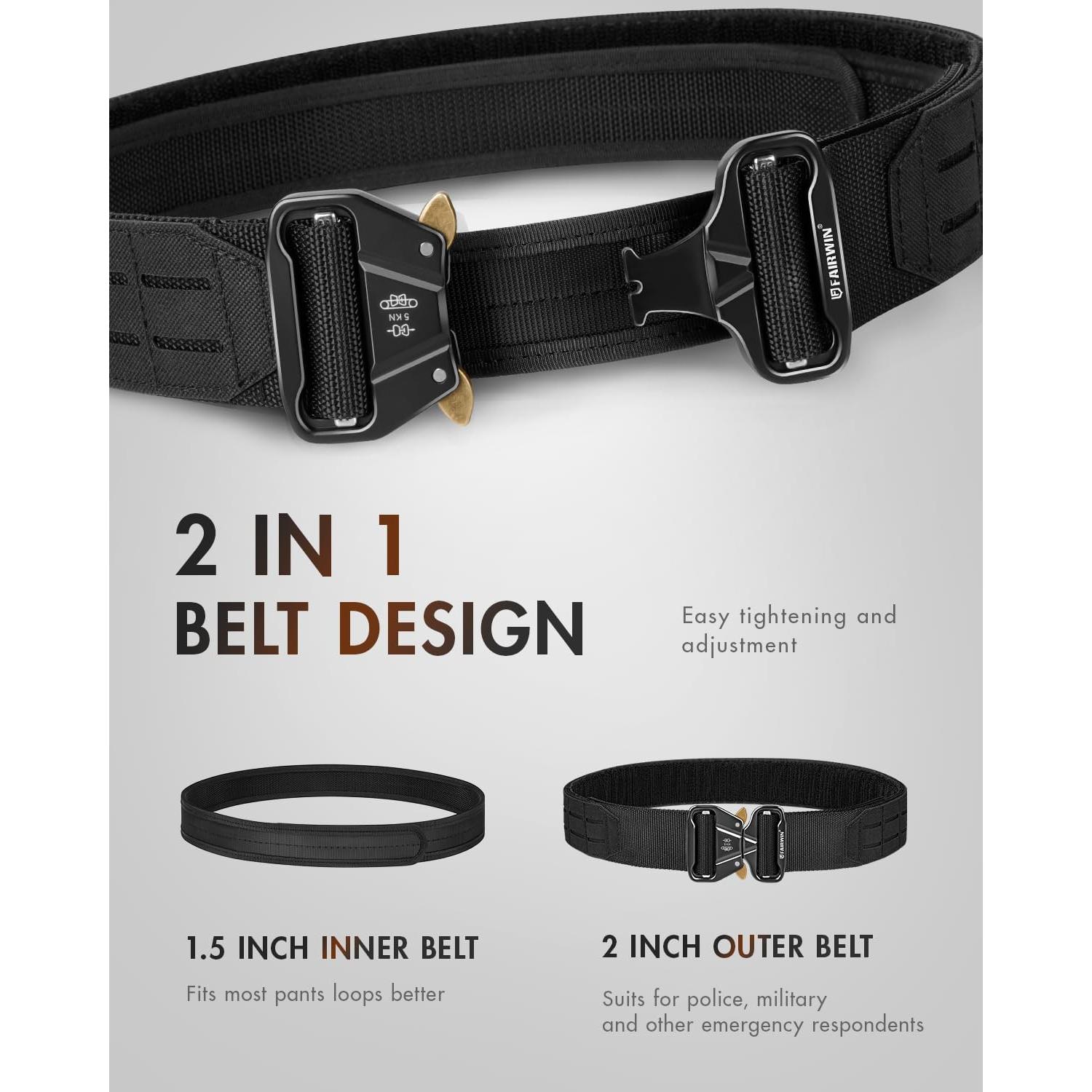 Cinturón Táctico FAIRWIN 5,08 cm Ajustable para Combate