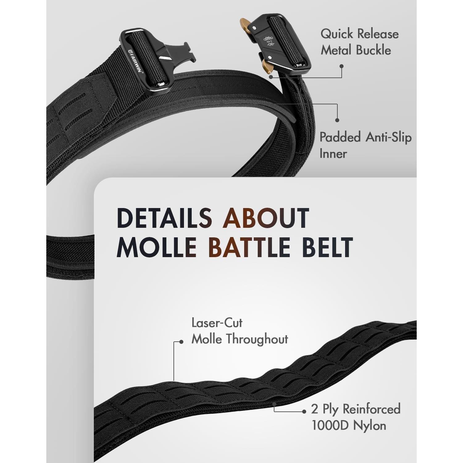 Cinturón Táctico FAIRWIN 5,08 cm Ajustable para Combate