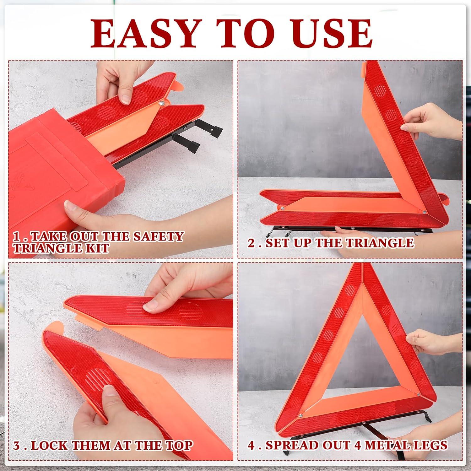 Kit de Emergencia Triángulos de Advertencia Kanayu - 12 Piezas