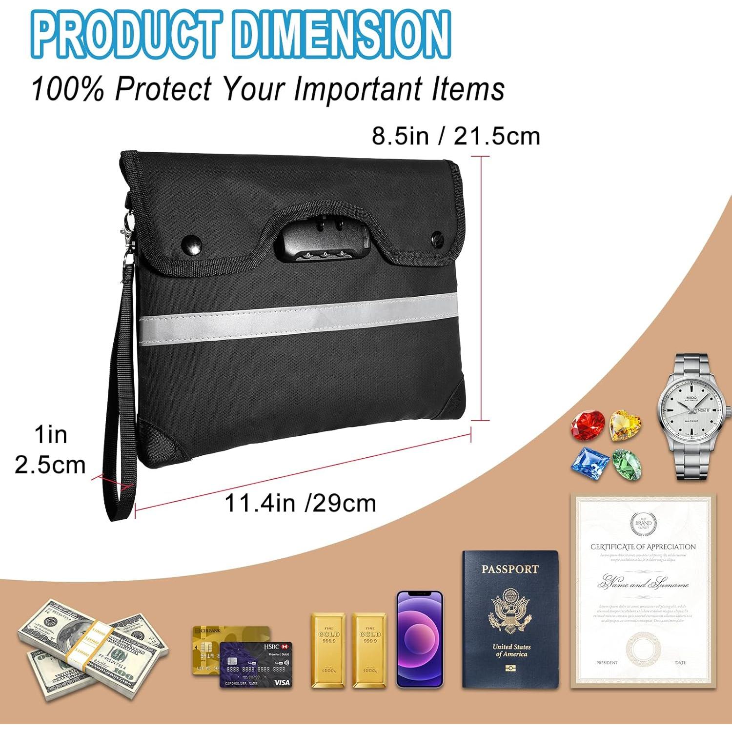 Bolsa de Dinero Resistente al Fuego Homelylife A4 6200°F