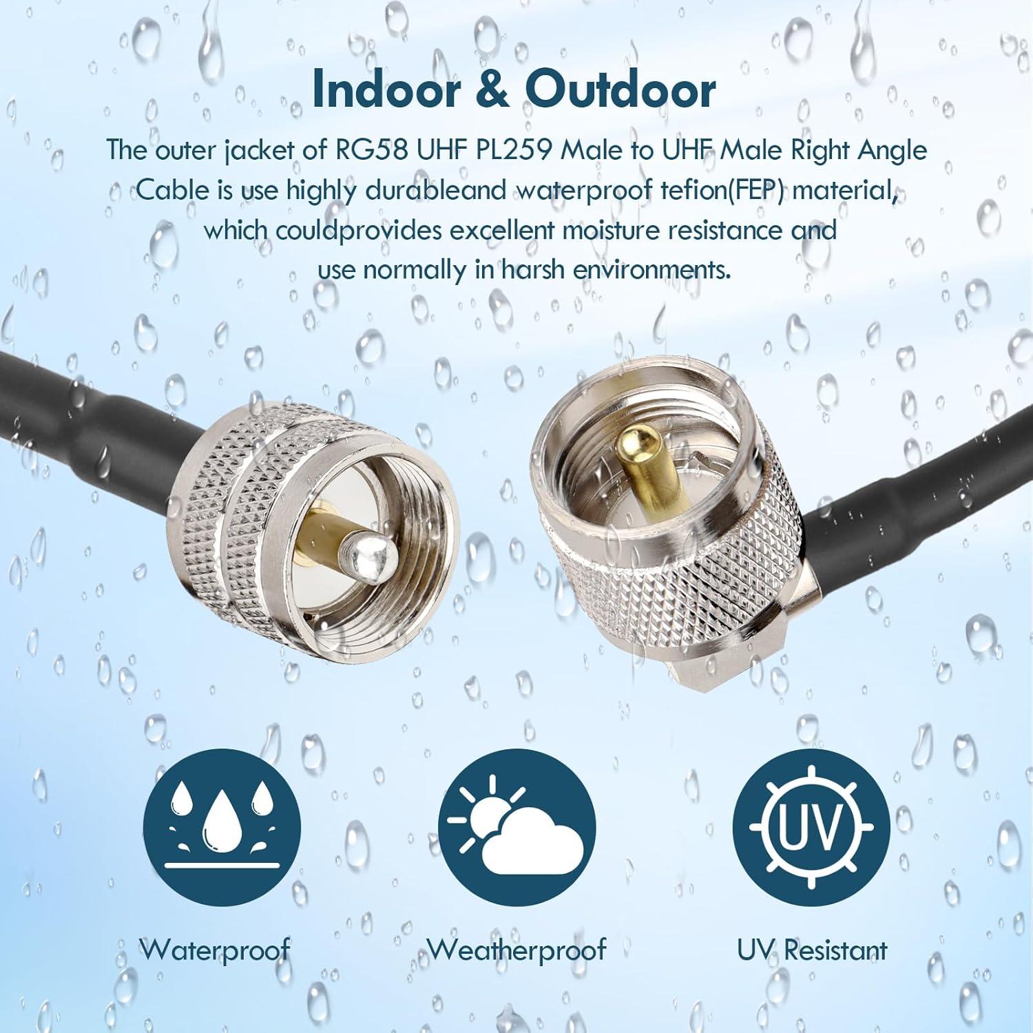 Cable Coaxial RG58 UHF PL-259 Macho a Macho 30.48CM 2PCS