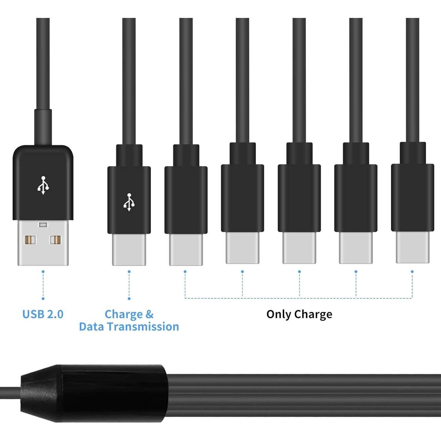 Cable Divisor USB C Poyiccot 0.46m 6 en 1 Carga Rápida 3A