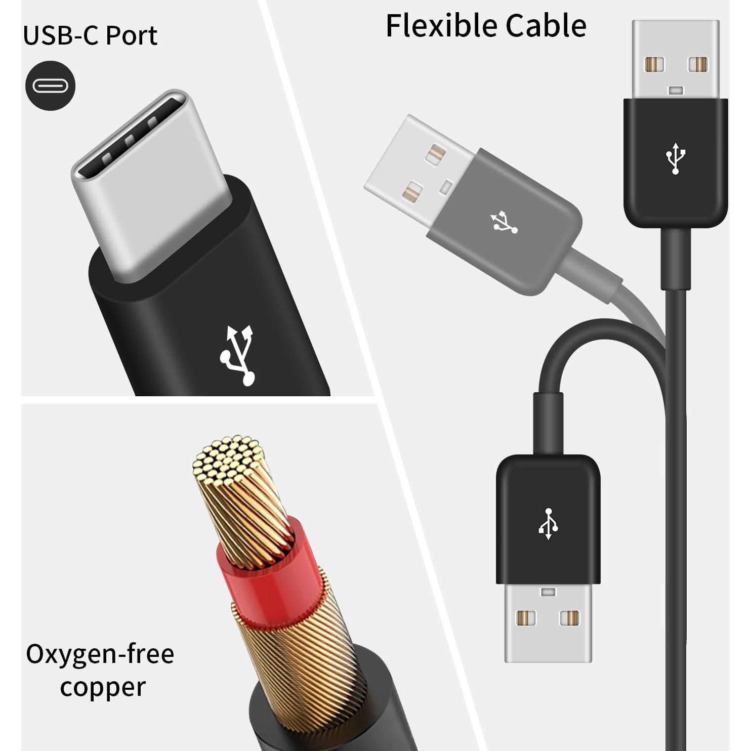 Cable Divisor USB C Poyiccot 0.46m 6 en 1 Carga Rápida 3A