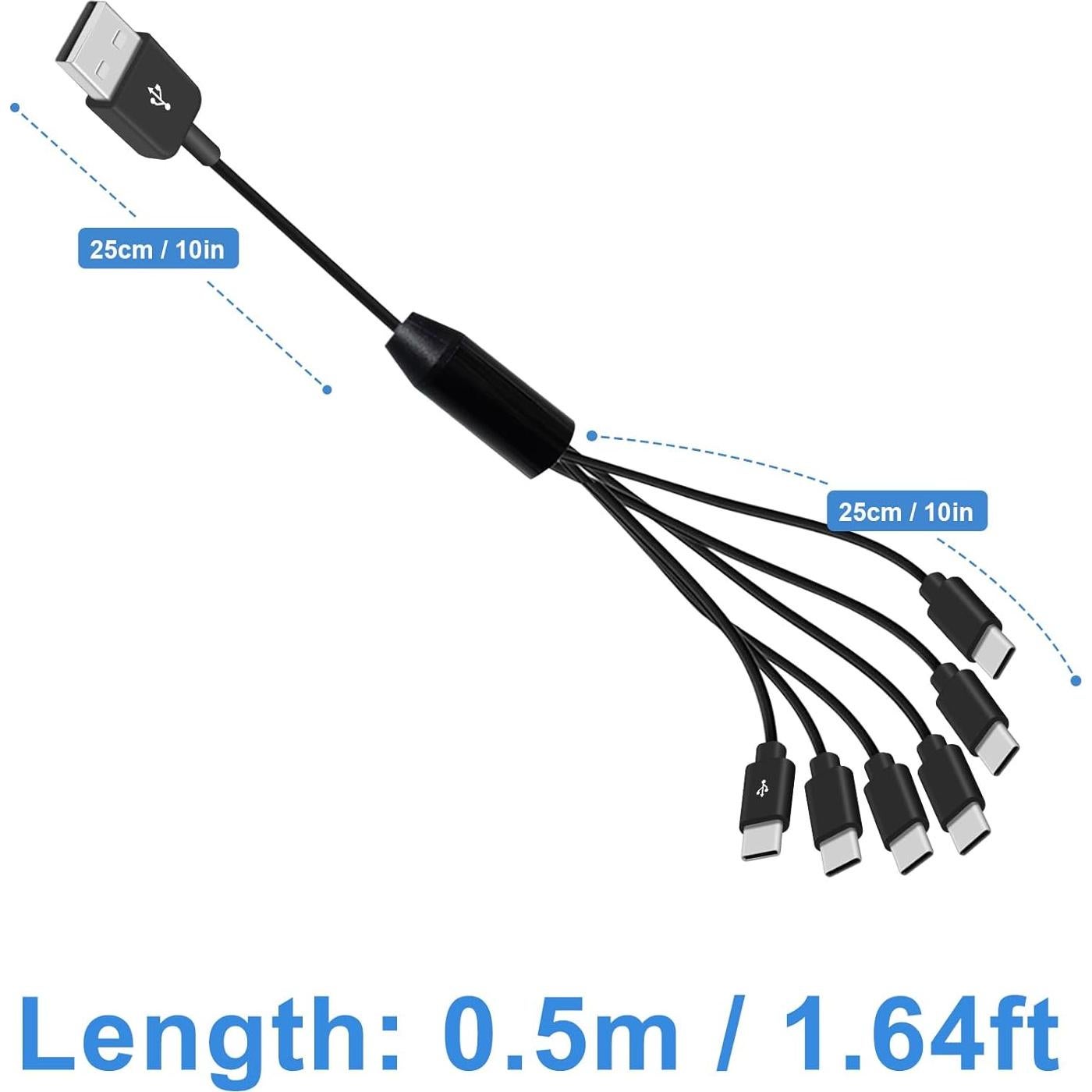 Cable Divisor USB C Poyiccot 0.46m 6 en 1 Carga Rápida 3A