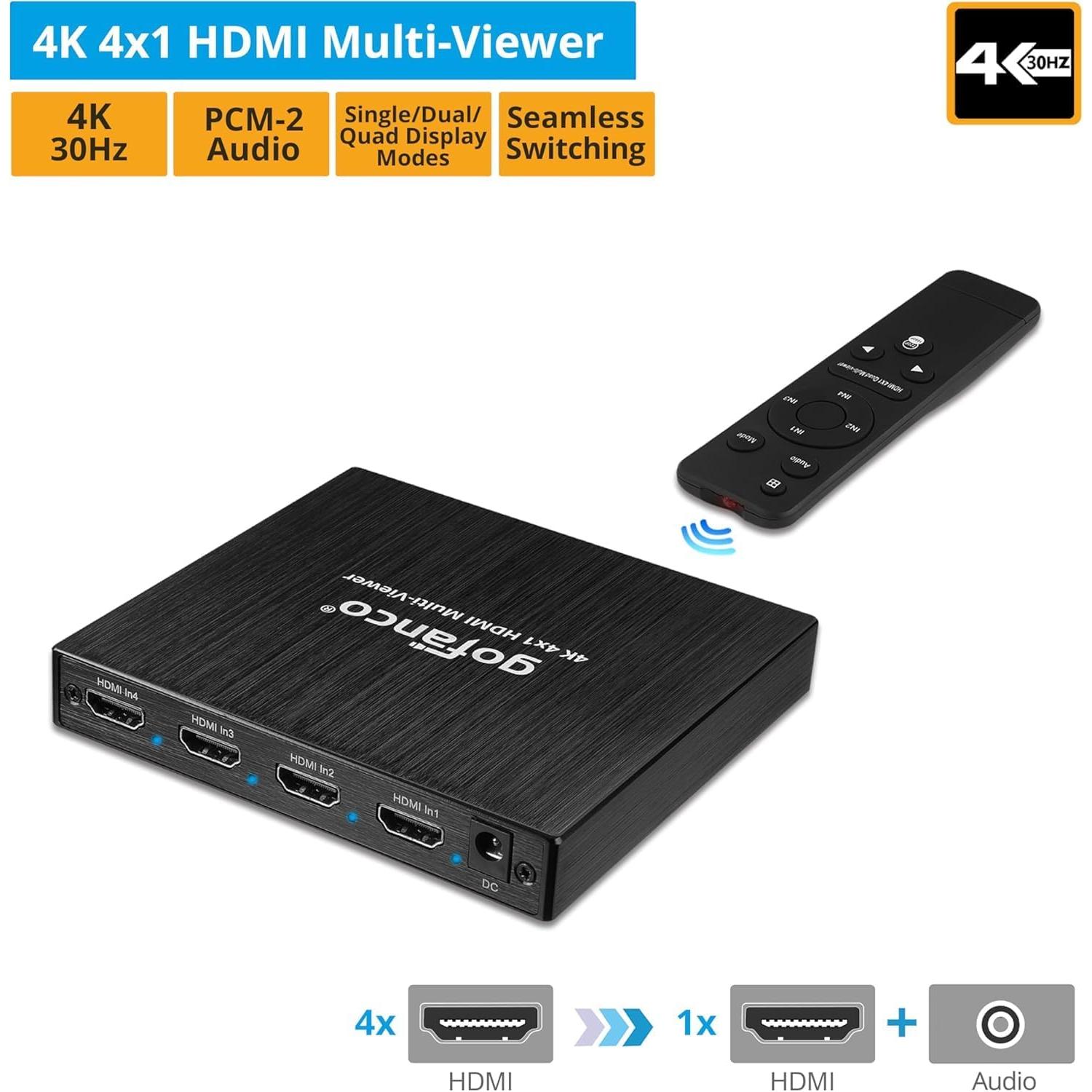 Gofanco QuadView4K 4x1 HDMI Multi Viewer 4K @30Hz