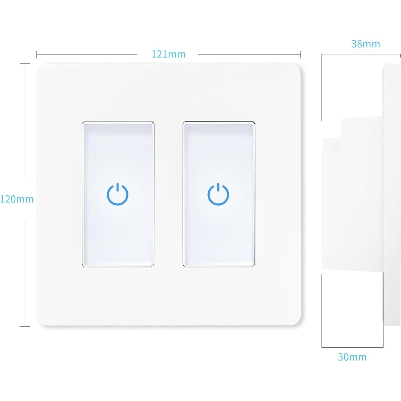 Interruptor Inteligente Milfra Touch 2 Gang WiFi Blanco