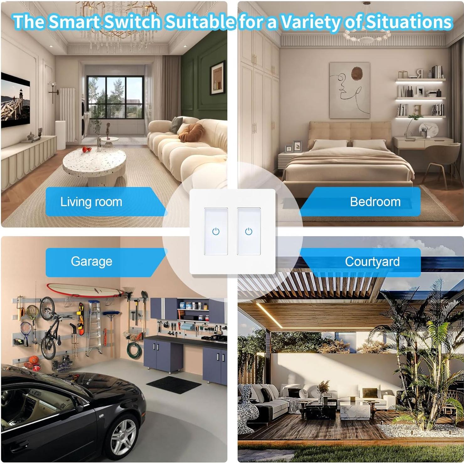 Interruptor Inteligente Milfra Touch 2 Gang WiFi Blanco