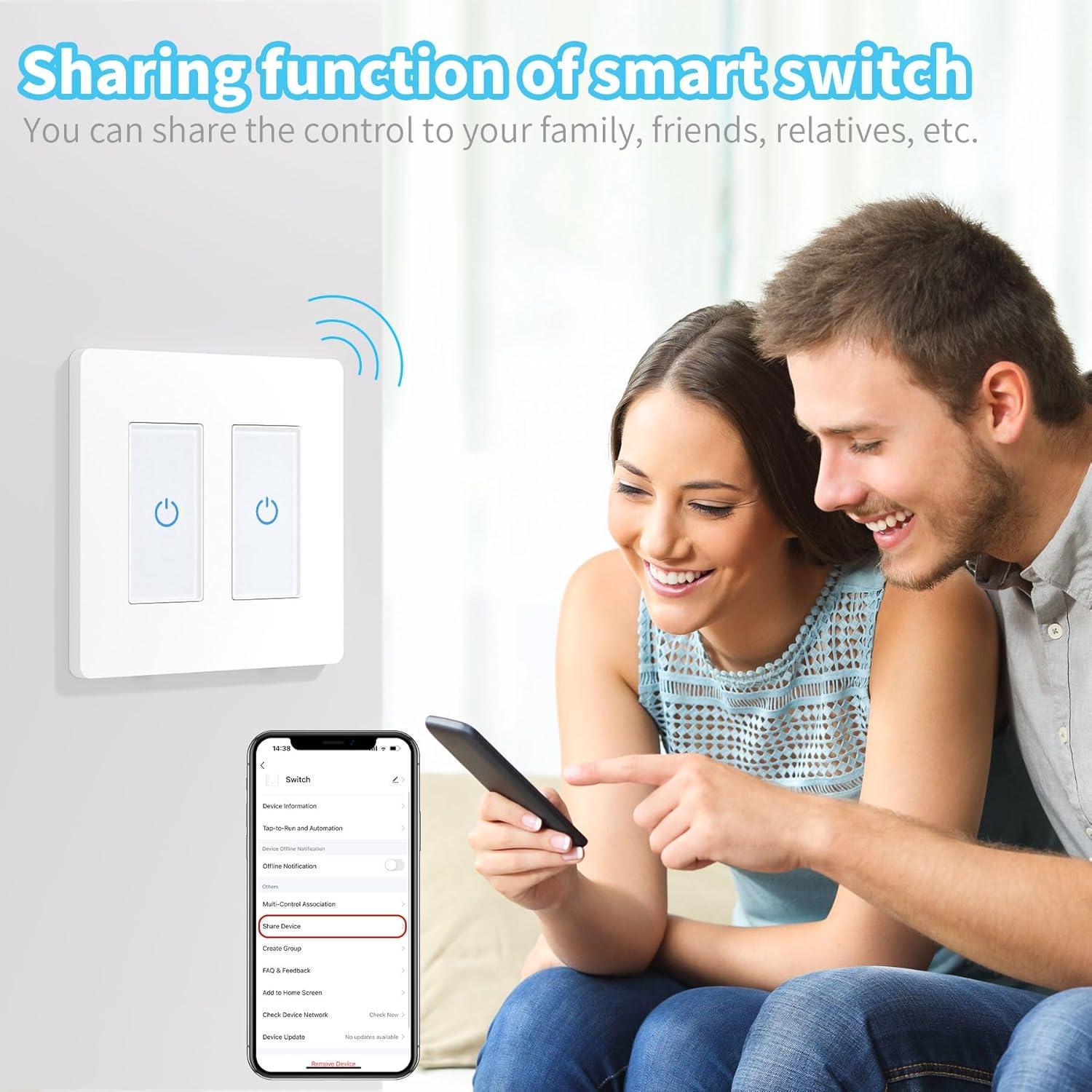 Interruptor Inteligente Milfra Touch 2 Gang WiFi Blanco