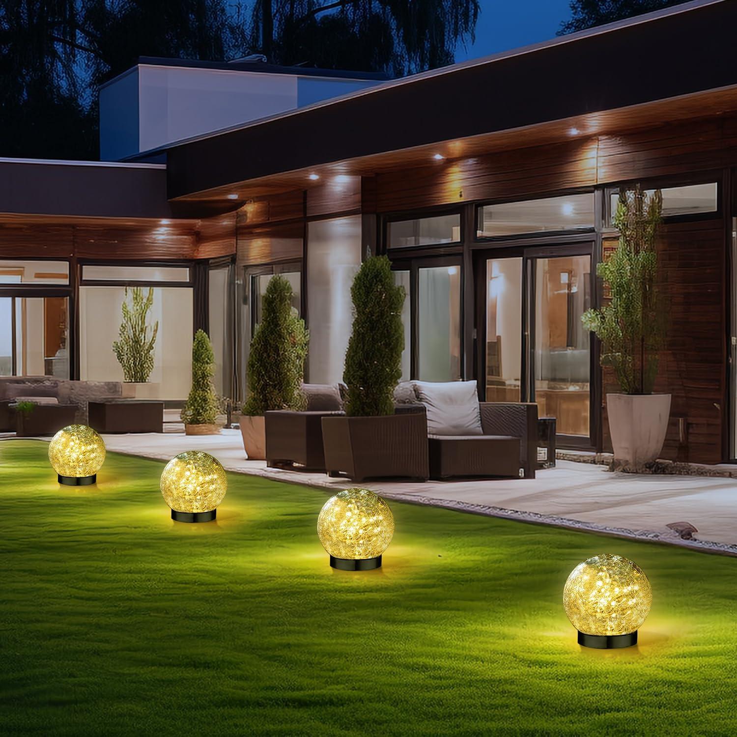 Luces de Jardín Solares SyouHome, Paquete de 4, 11.9 cm, IP65