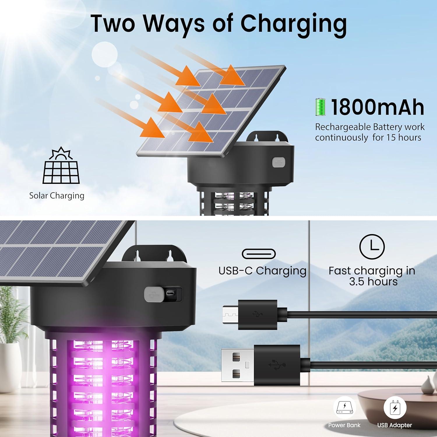 Zapper Solar de Insectos P PEST SNIPER, 1800mAh, IPX4