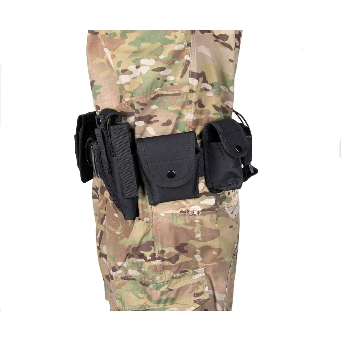 Cinturón Táctico Utilitario TokFlys Negro 10 Bolsillos