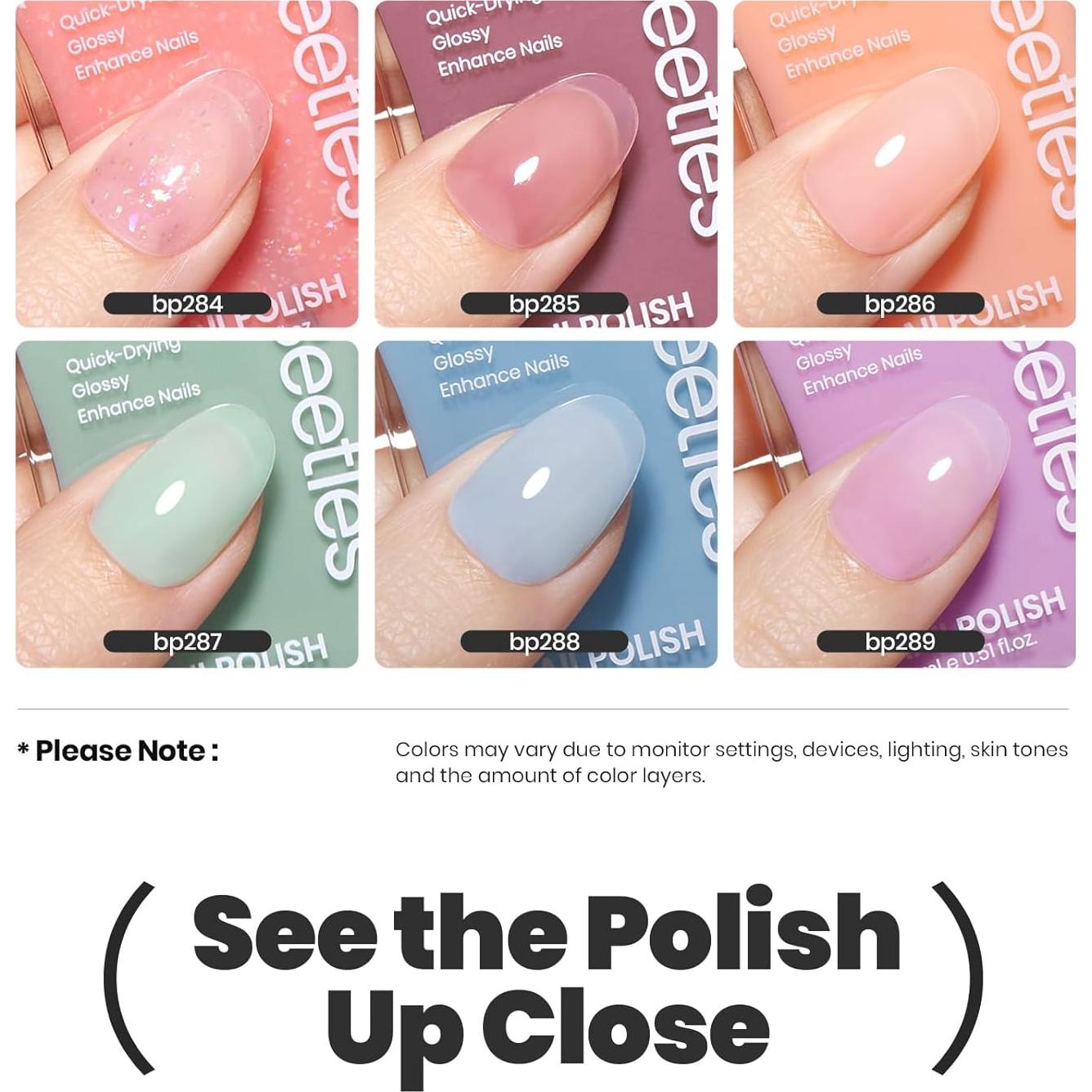 Set de Esmalte de Uñas Jelly Beetles 6 Colores Pastel 15ml