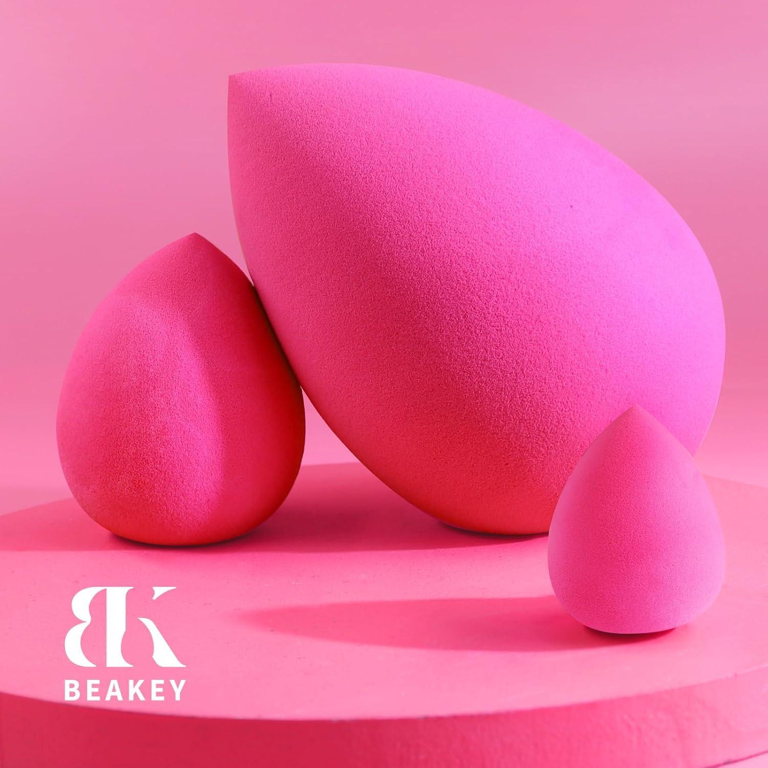 Conjunto de Esponjas de Maquillaje BEAKEY Rosa - Grande, Mediana y Mini