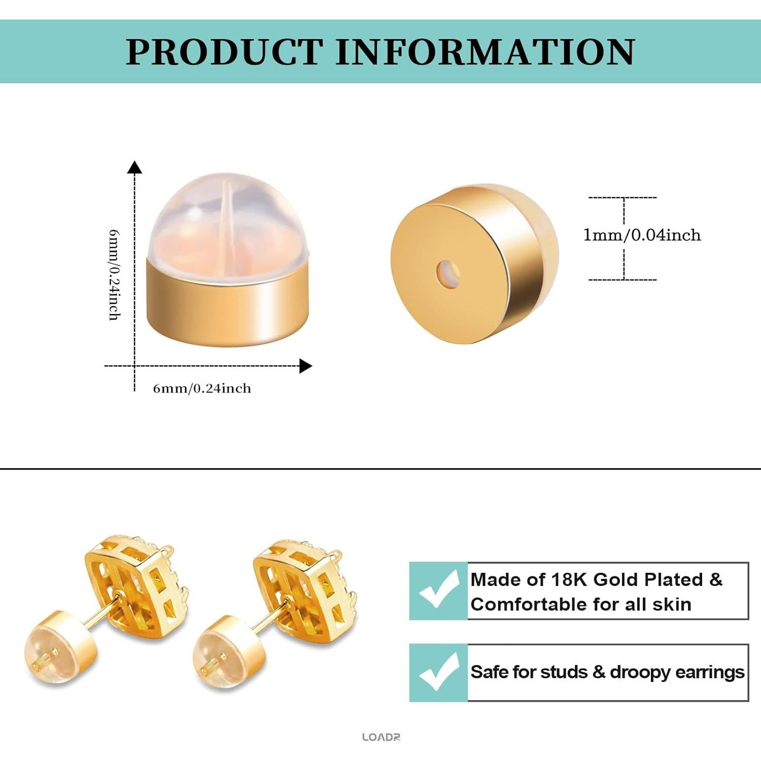 Resortes de Silicona Hipoalergénicos LOADR para Pendientes - 6 Pares