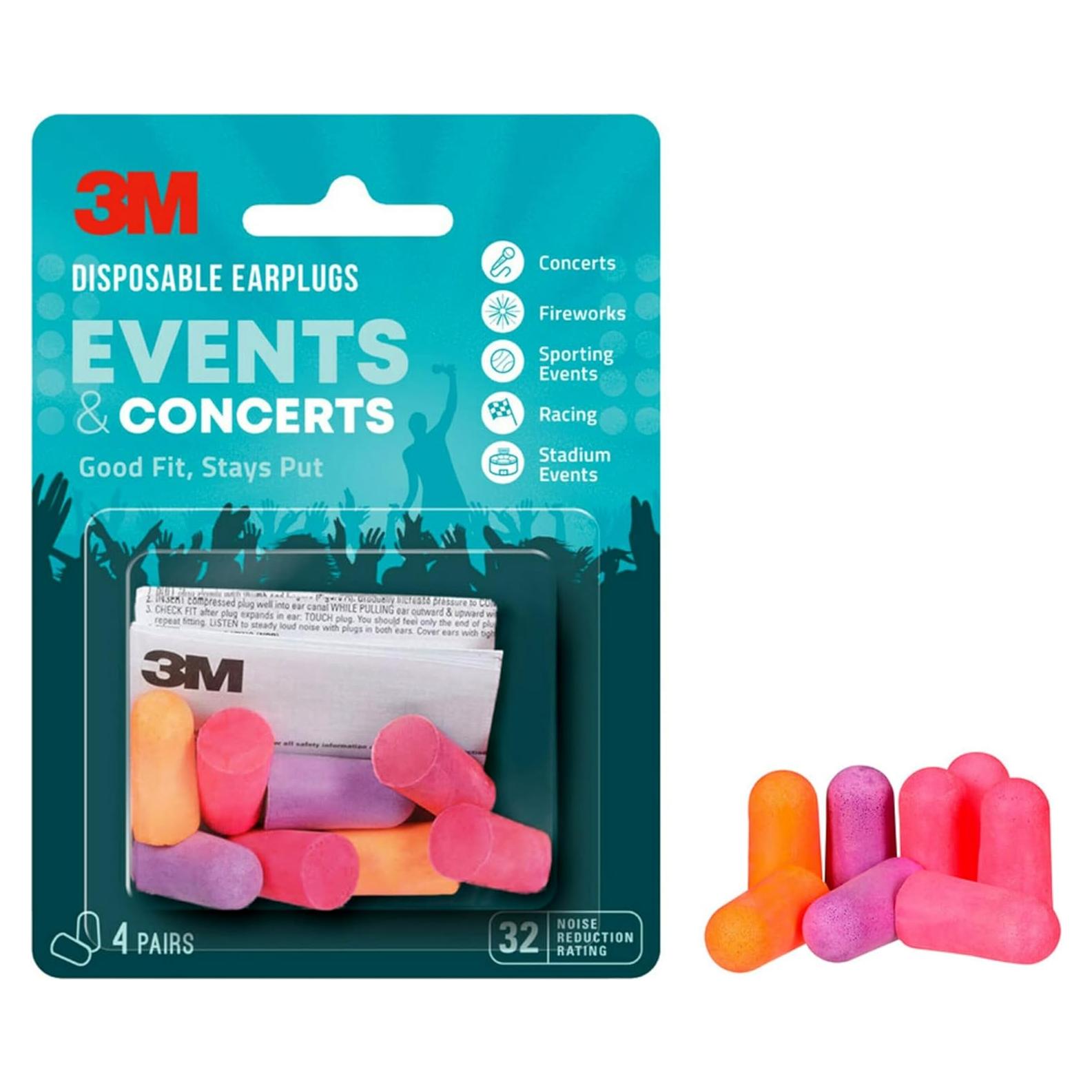 Tapones para oídos desechables 3M NRR 32 dB, 4 pares