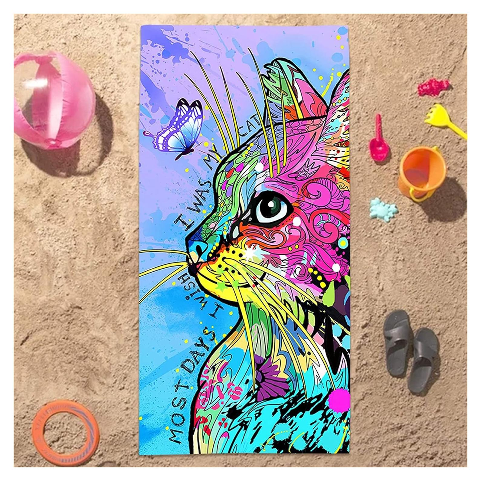 Toalla de Playa Bonsai Tree Microfibra Gato 76x152 cm