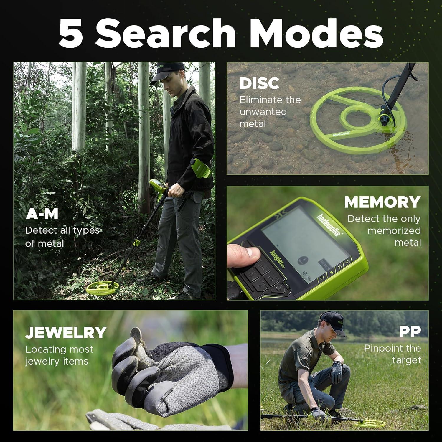 Detector de Metales Hazlewolke Jungler1031 5 Modos 10" Impermeable