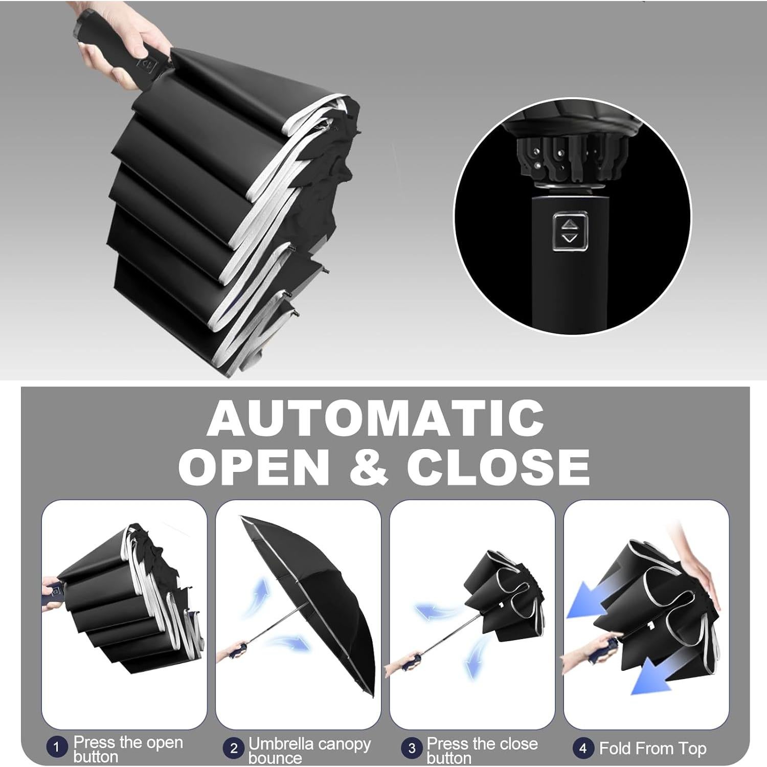 Paraguas Invertido Automático Zeproage UV 50+ Plegable 116.84 cm