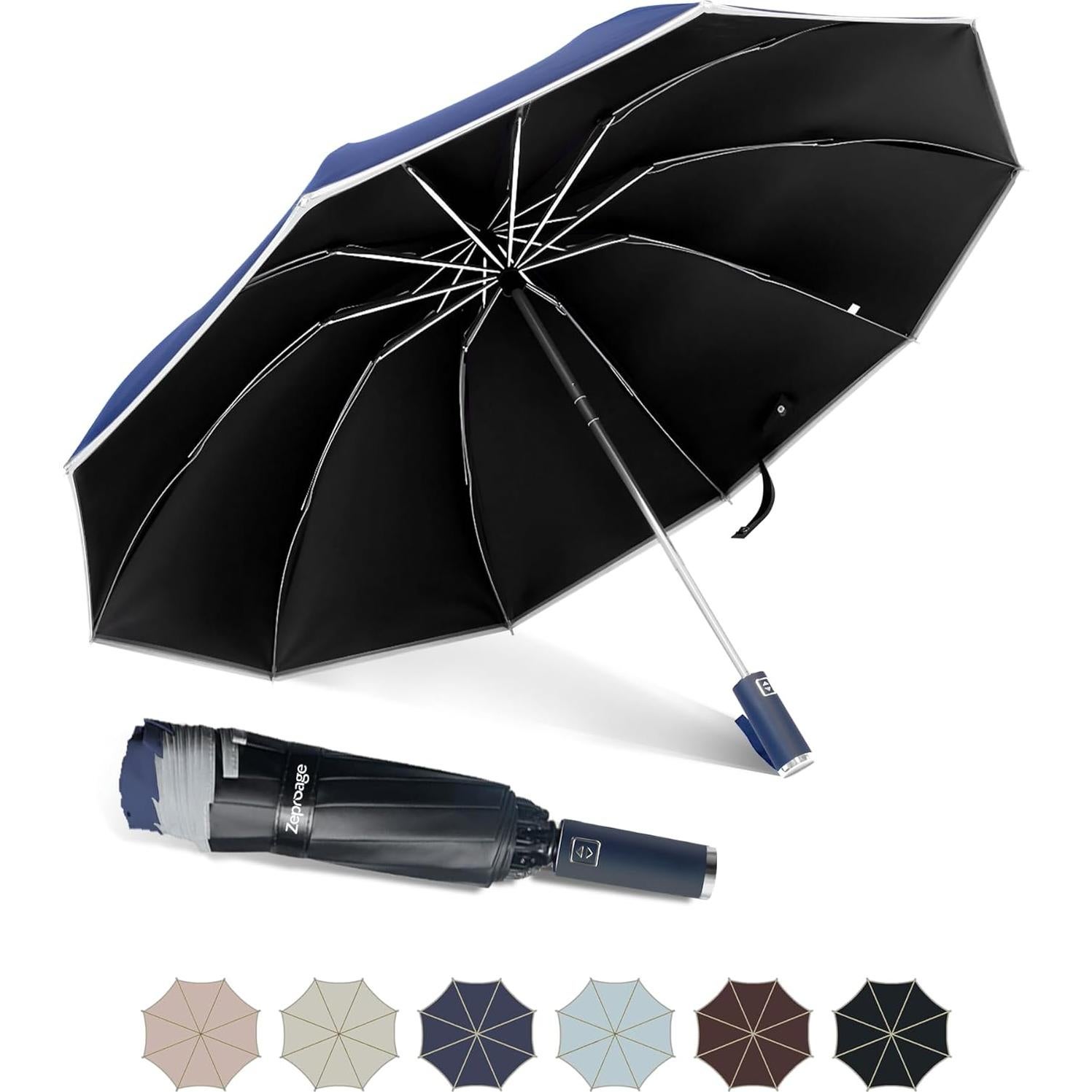 Paraguas Invertido Zeproage UV 50+ Automático 116.84 cm Azul Marino