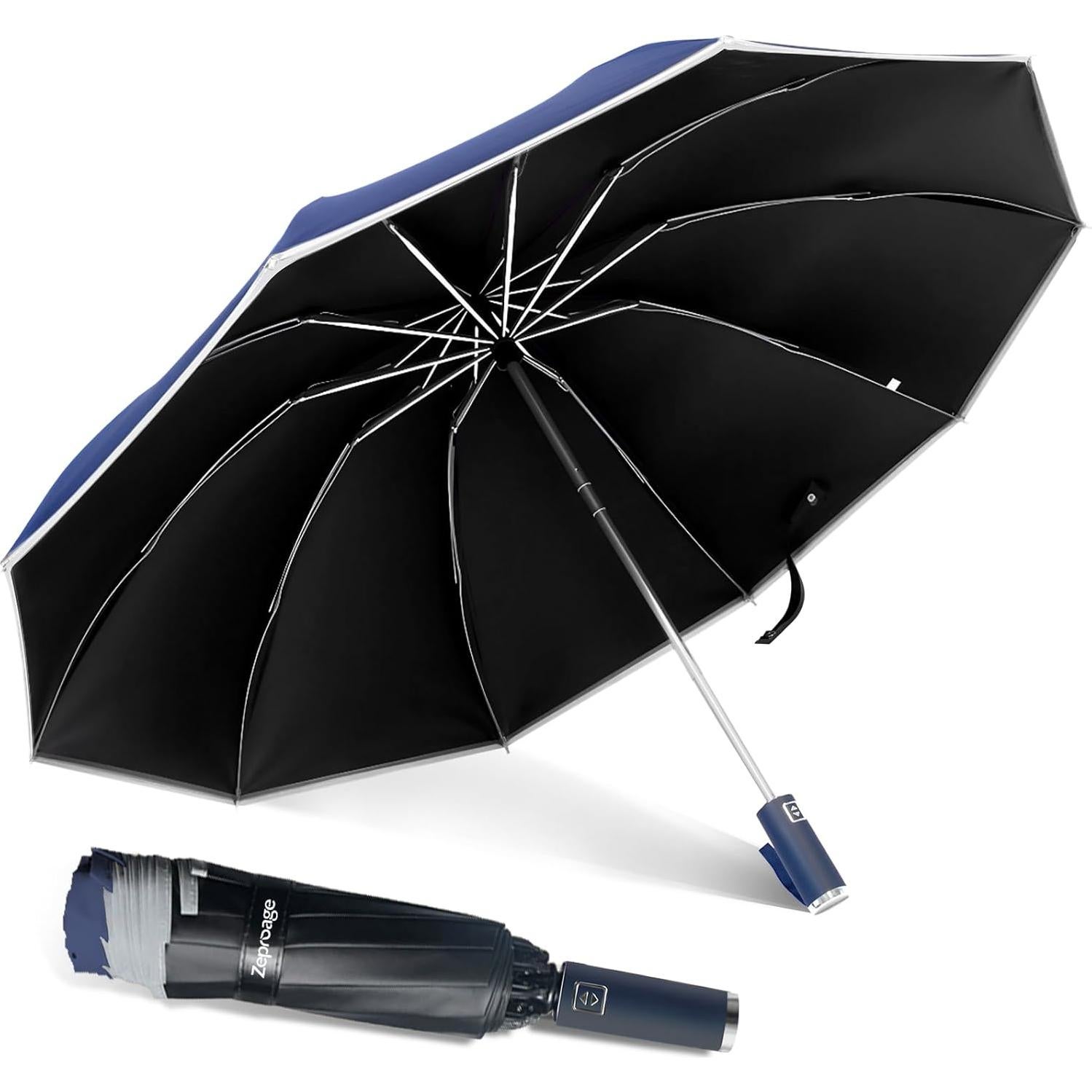 Paraguas Invertido Zeproage UV 50+ Automático 116.84 cm Azul Marino