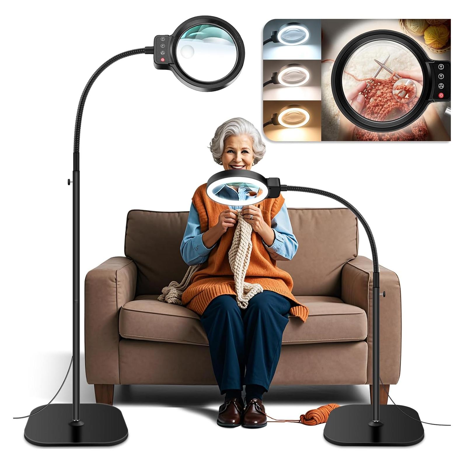 Lupa de Piso Grande HQGZQL 30X 10X con Luz LED Ajustable