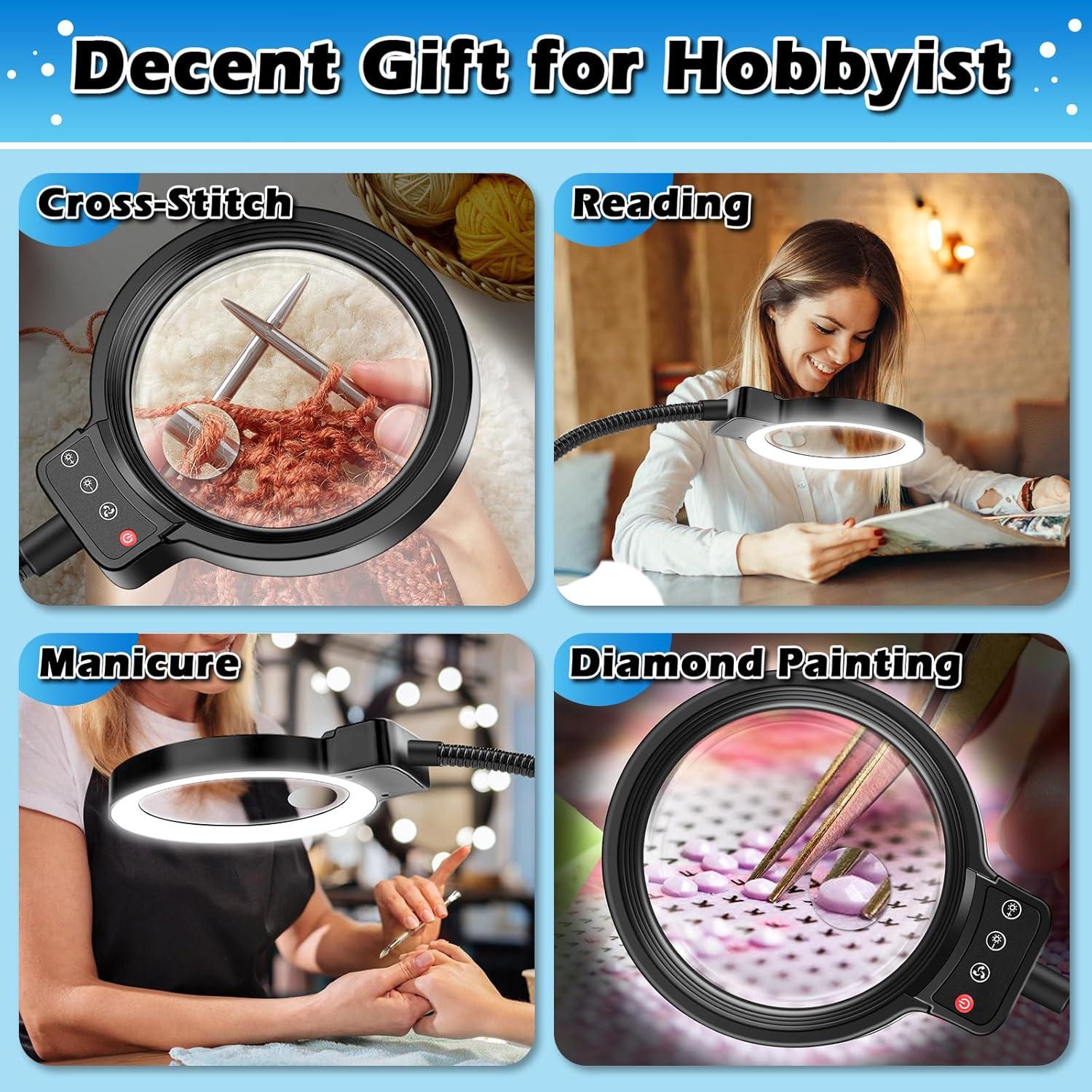 Lupa de Piso Grande HQGZQL 30X 10X con Luz LED Ajustable