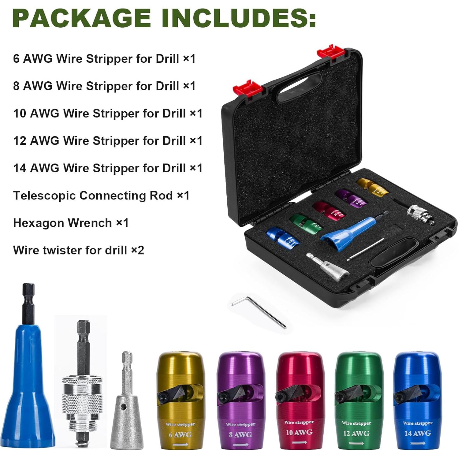 Desforradora de Cables Mozeyerh 8 en 1 para Taladro 0.62 kg