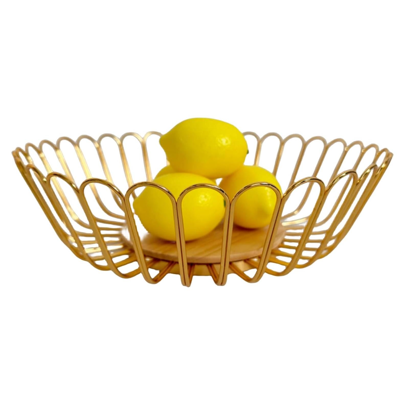 Cesta de Frutas Dorada 7UYUU Redonda 30.5 cm Almacenamiento