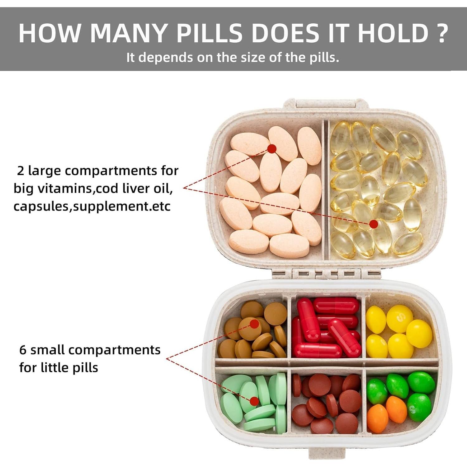 Organizador de Pastillas EveryBling Negro 8 Compartimentos Portátil