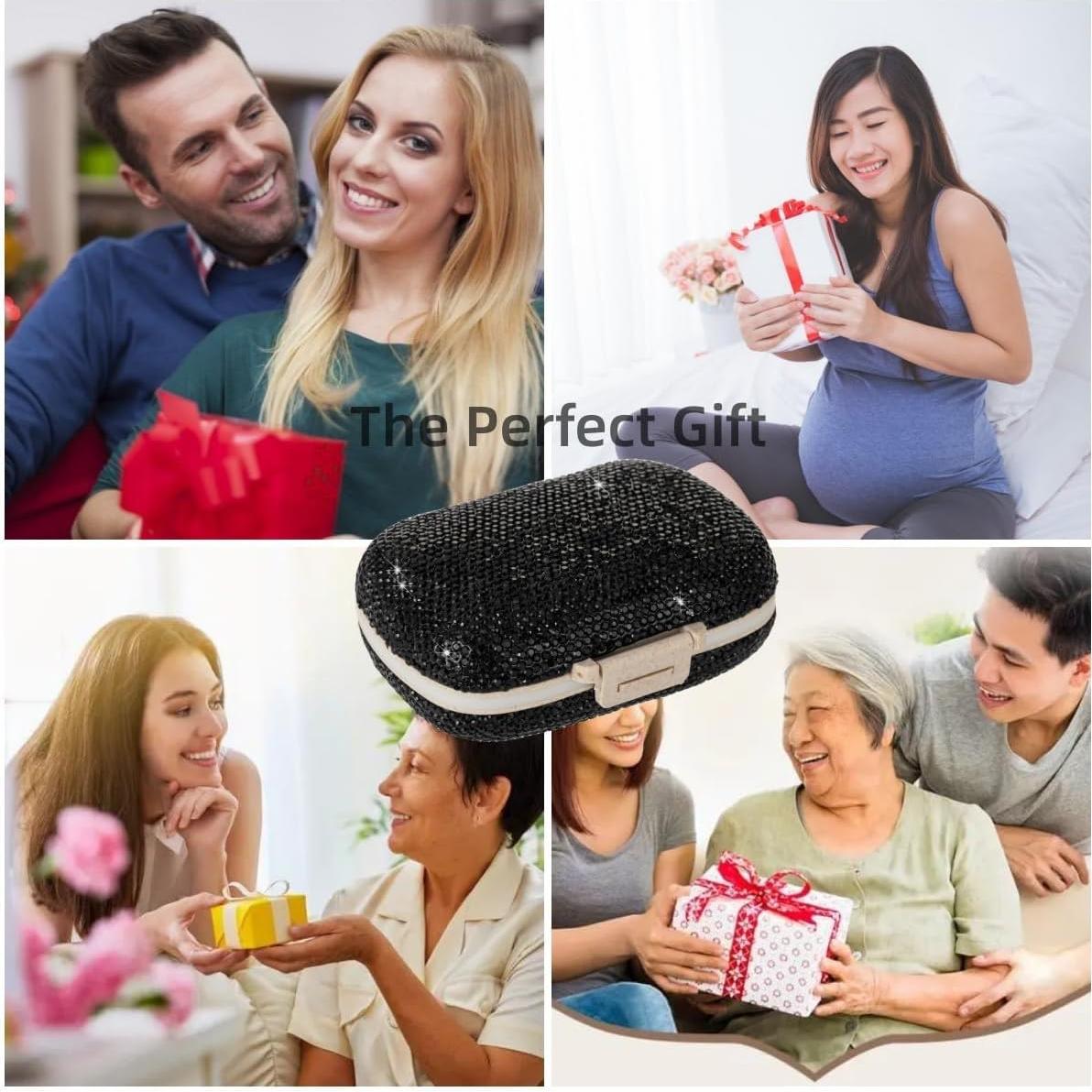 Organizador de Pastillas EveryBling Negro 8 Compartimentos Portátil