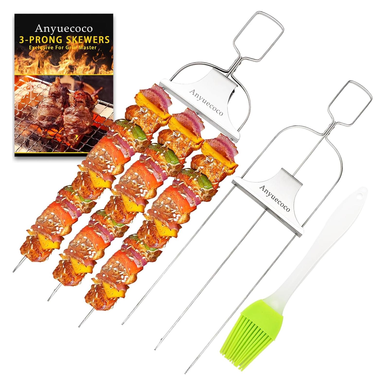 Pinchos de Kabob Anyuecoco 35.5 cm Acero Inoxidable 2 PCS