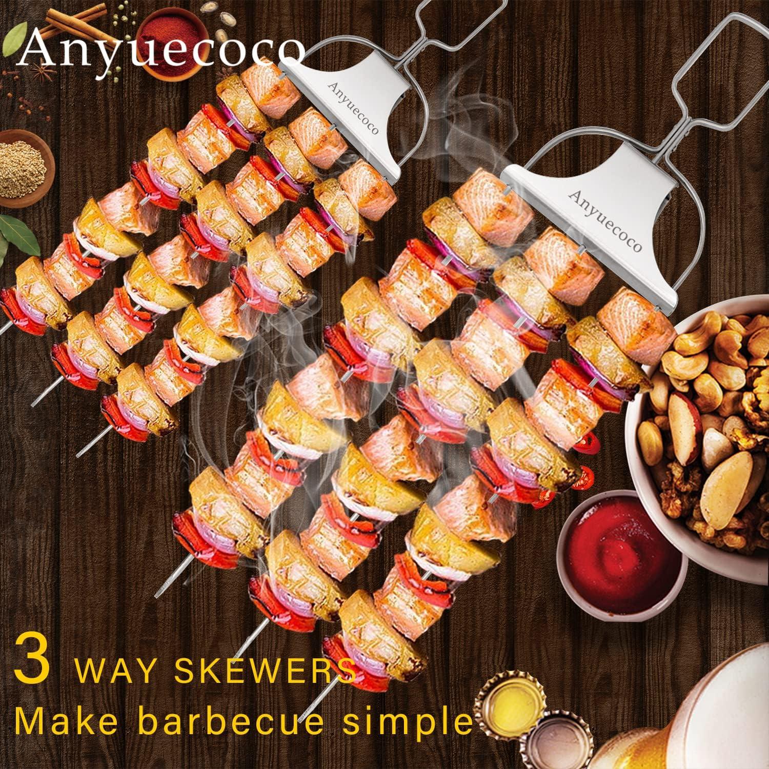 Pinchos de Kabob Anyuecoco 35.5 cm Acero Inoxidable 2 PCS