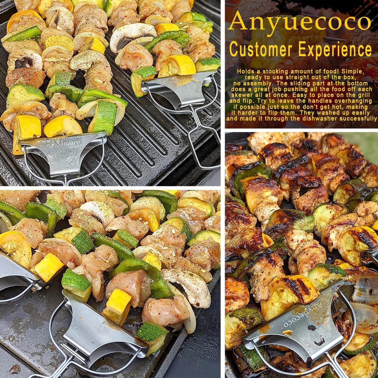 Pinchos de Kabob Anyuecoco 35.5 cm Acero Inoxidable 2 PCS